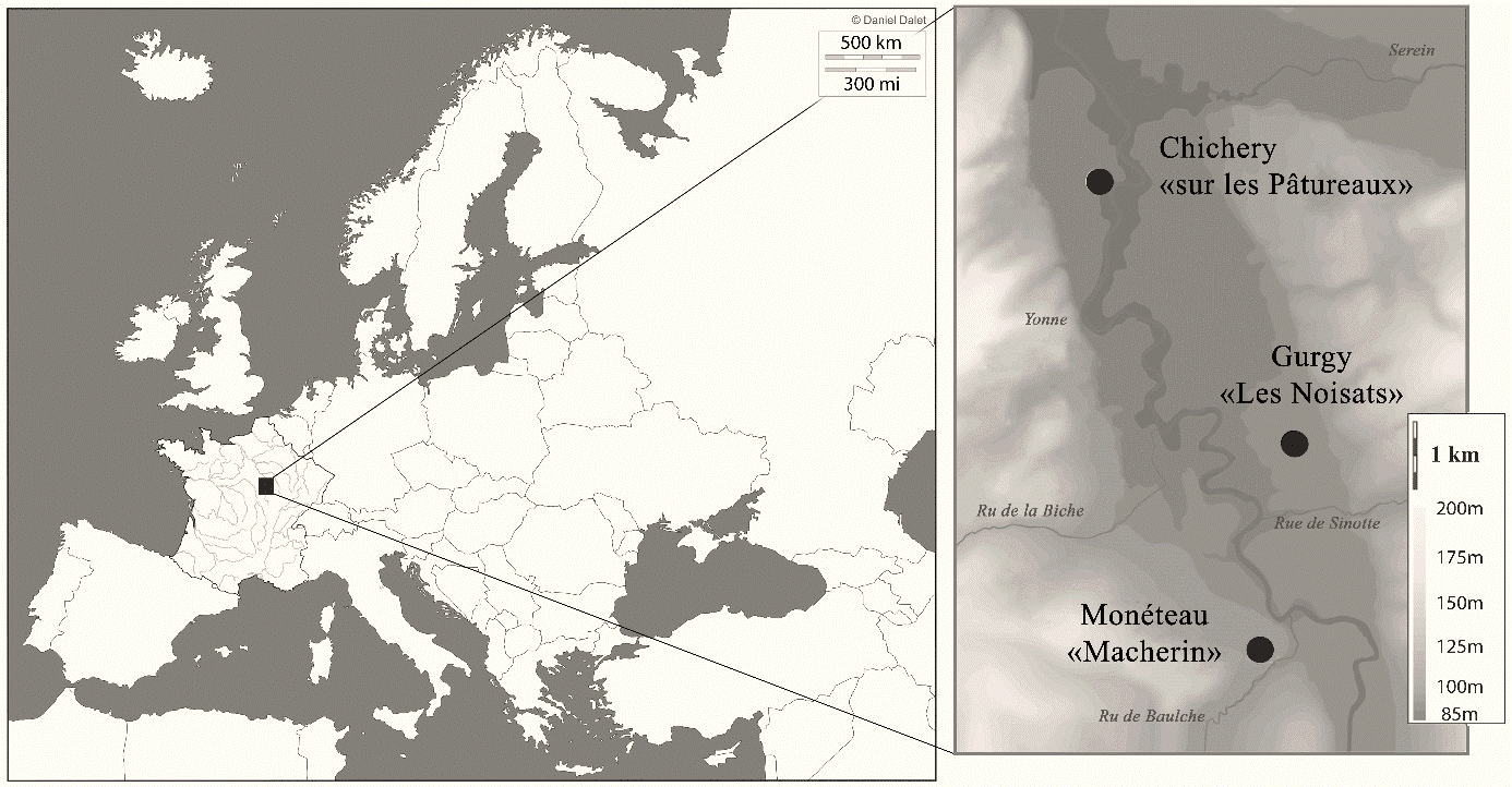 Figure 1. Localisation des sites archéologiques investigués dans cette étude (©L. Rey).
