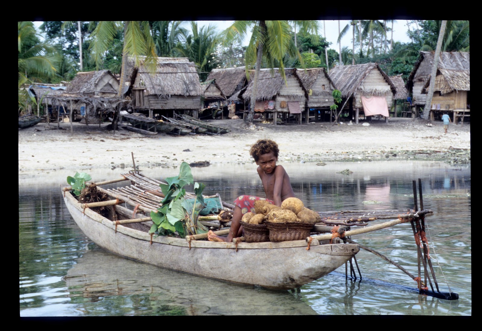 Les locuteurs du groupe linguistique Trobriand, appartenant à la famille des langues austronésiennes, vivent dans l’archipel des Trobriand en Nouvelle-Guinée (Province Milne Bay, Papouasie-Nouvelle-Guinée). Photo W. Schiefenhövel.